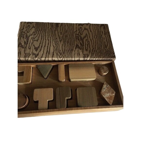 Vintage Wooden Geometric Shape Puzzle By Storybook Crafts Chapel Hill N.C. Handm - Picture 1 of 7